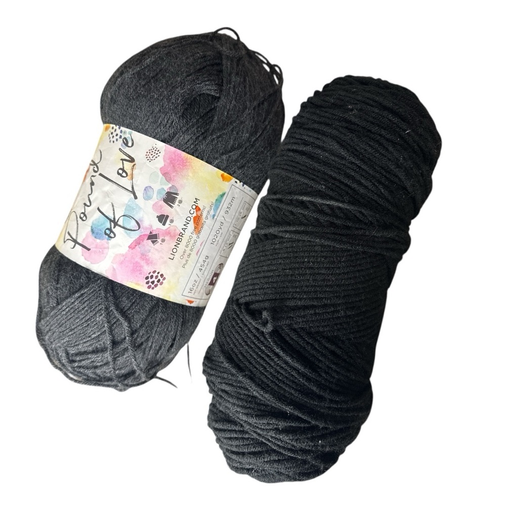 Lion Brand Pound of Love Yarn Black Worsted Partial Skein Bundle – Acrylic